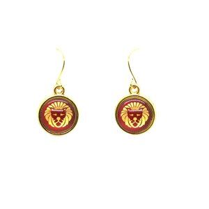 Red Leo Gold Earrings